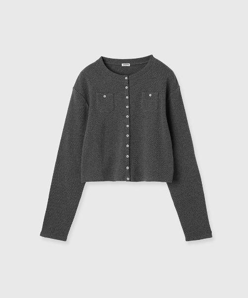 CREDONA（クレドナ）の「CENTRAL THERMAL  CARDIGAN/セントラルサーマルカーディガン（カーディガン/ボレロ・レディース・チャコールグレー/ブラック/オフホワイト・FREE）」の12枚目の写真