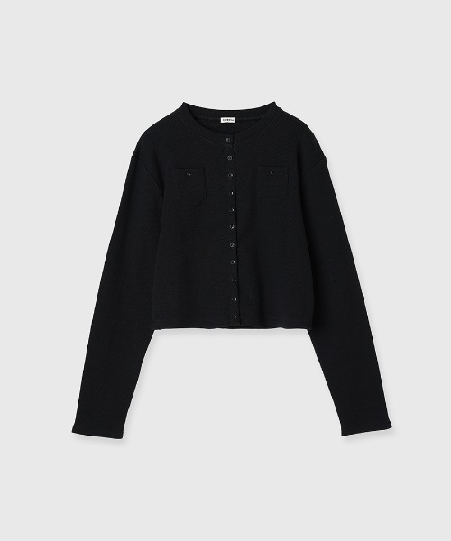 CREDONA（クレドナ）の「CENTRAL THERMAL  CARDIGAN/セントラルサーマルカーディガン（カーディガン/ボレロ・レディース・チャコールグレー/ブラック/オフホワイト・FREE）」の14枚目の写真