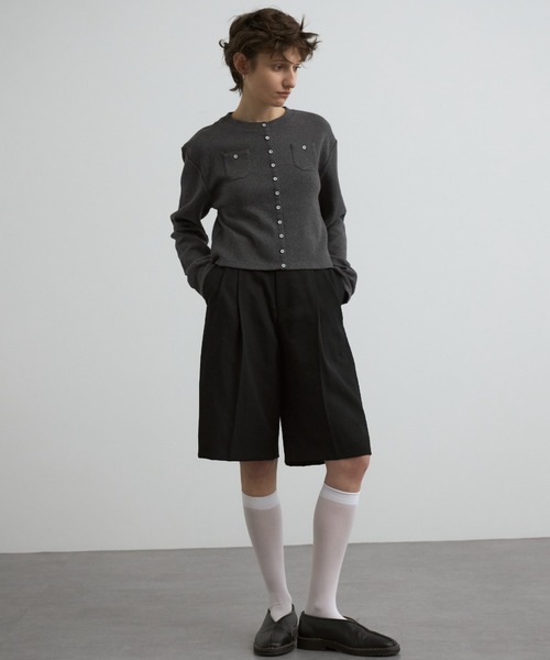 CREDONA（クレドナ）の「CENTRAL THERMAL  CARDIGAN/セントラルサーマルカーディガン（カーディガン/ボレロ・レディース・チャコールグレー/ブラック/オフホワイト・FREE）」の9枚目の写真