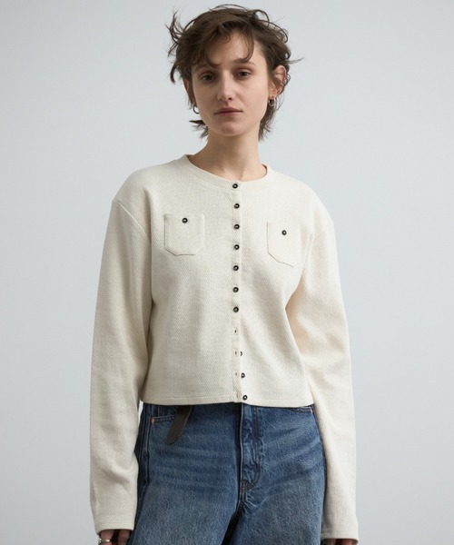 CREDONA（クレドナ）の「CENTRAL THERMAL  CARDIGAN/セントラルサーマルカーディガン（カーディガン/ボレロ・レディース・チャコールグレー/ブラック/オフホワイト・FREE）」の17枚目の写真