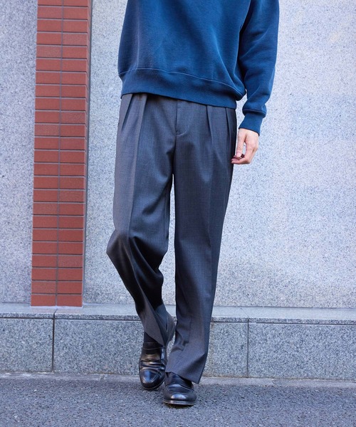 ADAM ET ROPE'(アダムエロペ)の「【WILD LIFE TAILOR】ウーステッド ワイド ストレート スラックス(スラックス・メンズ・チャコールグレー/ブラック/ネイビー・L/M)」の13枚目の写真