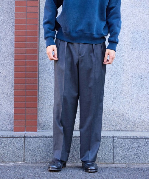 ADAM ET ROPE'(アダムエロペ)の「【WILD LIFE TAILOR】ウーステッド ワイド ストレート スラックス(スラックス・メンズ・チャコールグレー/ブラック/ネイビー・L/M)」の14枚目の写真