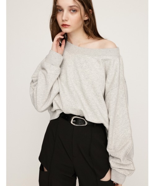 SLY（スライ）の「【WEB限定】ONE SHOULDER SW ワンショルダー スウェット 春服 トレーナー（スウェット・レディース・ブラック/杢グレー・FREE）」の2枚目の写真