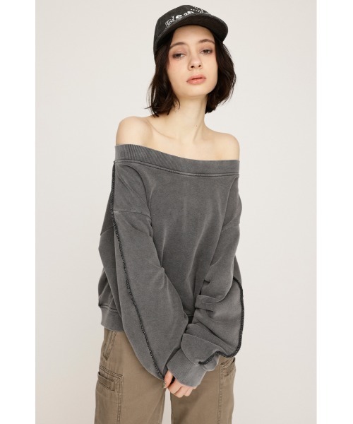 SLY（スライ）の「【WEB限定】ONE SHOULDER SW ワンショルダー スウェット 春服 トレーナー（スウェット・レディース・ブラック/杢グレー・FREE）」の9枚目の写真