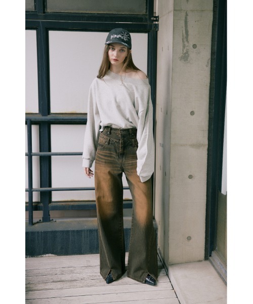 SLY（スライ）の「【WEB限定】ONE SHOULDER SW ワンショルダー スウェット 春服 トレーナー（スウェット・レディース・ブラック/杢グレー・FREE）」の4枚目の写真