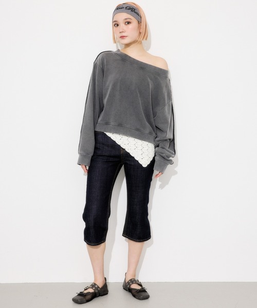 SLY（スライ）の「【WEB限定】ONE SHOULDER SW ワンショルダー スウェット 春服 トレーナー（スウェット・レディース・ブラック/杢グレー・FREE）」の19枚目の写真