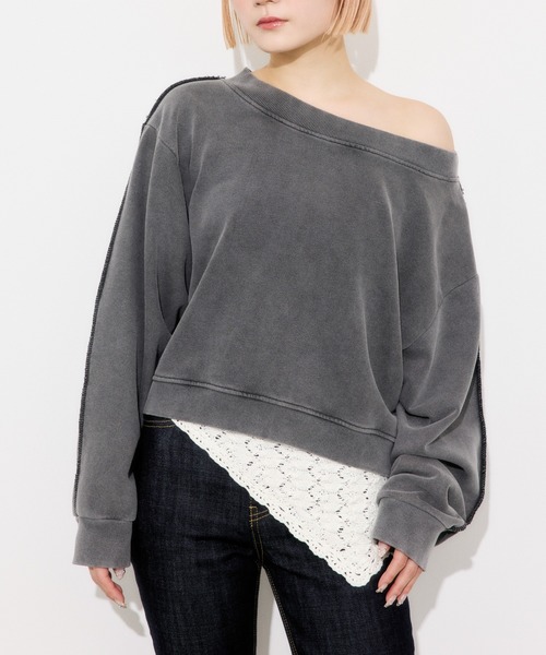 SLY（スライ）の「【WEB限定】ONE SHOULDER SW ワンショルダー スウェット 春服 トレーナー（スウェット・レディース・ブラック/杢グレー・FREE）」の20枚目の写真