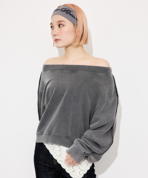 SLY（スライ）の「【WEB限定】ONE SHOULDER SW ワンショルダー スウェット 春服 トレーナー（スウェット・レディース・ブラック/杢グレー・FREE）」の21枚目の写真