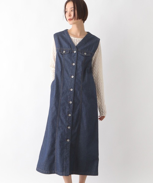 LEPSIM(レプシィム)の「デニムジレワンピース 299923(ワンピース・レディース・ネイビー/ブラック・FREE)」の2枚目の写真