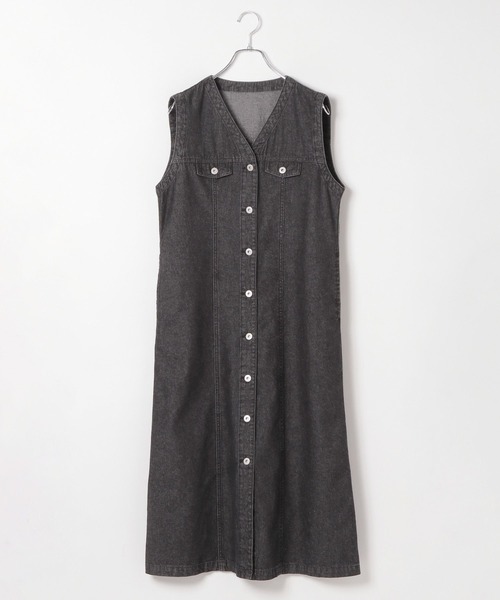 LEPSIM(レプシィム)の「デニムジレワンピース 299923(ワンピース・レディース・ネイビー/ブラック・FREE)」の1枚目の写真