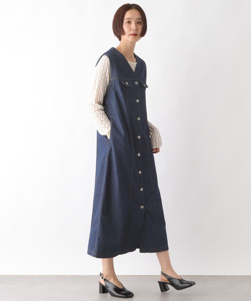 LEPSIM(レプシィム)の「デニムジレワンピース 299923(ワンピース・レディース・ネイビー/ブラック・FREE)」の8枚目の写真