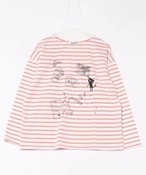 Rydia（リディア）の「ボーダーロンTEE（Tシャツ/カットソー・レディース・ネイビー/グリーン/ピンク・1）」の14枚目の写真