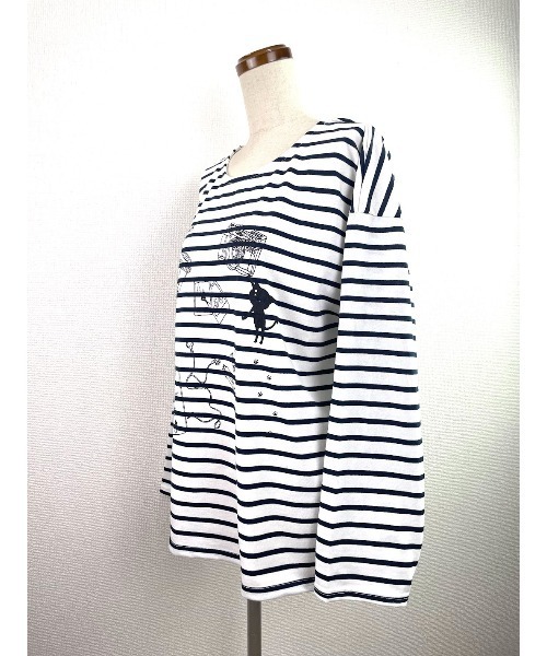 Rydia（リディア）の「ボーダーロンTEE（Tシャツ/カットソー・レディース・ネイビー/グリーン/ピンク・1）」の9枚目の写真