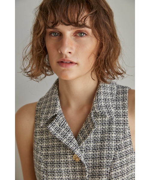 Estella.K（エステラケー）の「Georgia Tweed Dress ツイードミニマムドレス（ワンピース・レディース・ブラック系/ホワイト系・FREE）」の8枚目の写真