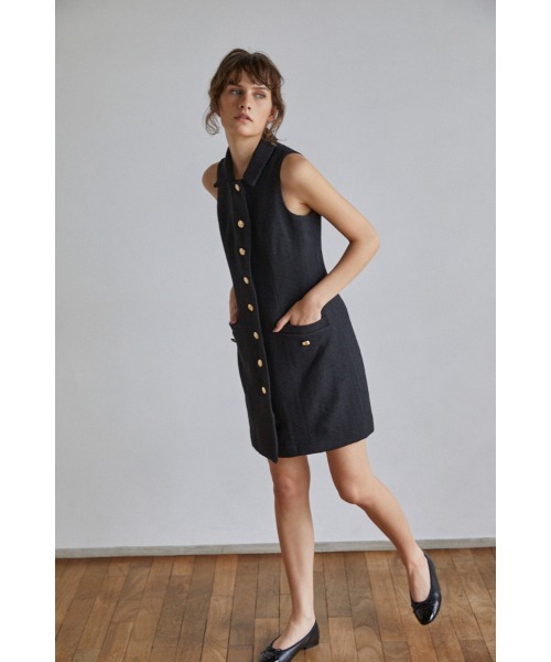 Estella.K（エステラケー）の「Georgia Tweed Dress ツイードミニマムドレス（ワンピース・レディース・ブラック系/ホワイト系・FREE）」の12枚目の写真