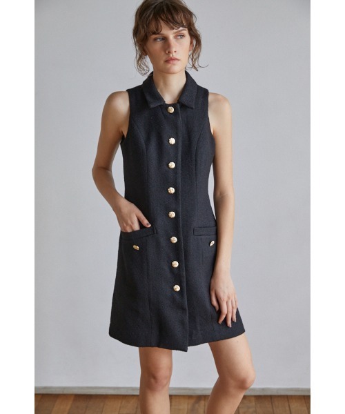 Estella.K（エステラケー）の「Georgia Tweed Dress ツイードミニマムドレス（ワンピース・レディース・ブラック系/ホワイト系・FREE）」の10枚目の写真