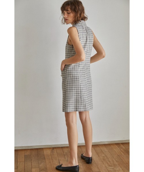Estella.K（エステラケー）の「Georgia Tweed Dress ツイードミニマムドレス（ワンピース・レディース・ブラック系/ホワイト系・FREE）」の4枚目の写真