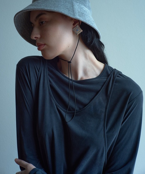 IRIS47（イリスフォーセブン）の「【IRIS 47】velvety long tops/ベルベティ ロング トップス dress26（Tシャツ/カットソー・レディース・ブラック/ベージュ・FREE）」の12枚目の写真