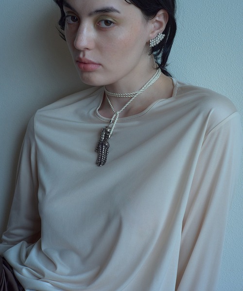 IRIS47（イリスフォーセブン）の「【IRIS 47】velvety long tops/ベルベティ ロング トップス dress26（Tシャツ/カットソー・レディース・ブラック/ベージュ・FREE）」の9枚目の写真