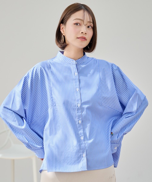 Arnold Palmer（アーノルドパーマー）の「EVERY DAY イージーケア ストライプ シャツブラウス（シャツ/ブラウス・レディース・サックスブルー/ベージュ/ブルー・L/S/M）」の3枚目の写真