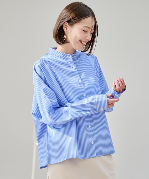 Arnold Palmer（アーノルドパーマー）の「EVERY DAY イージーケア ストライプ シャツブラウス（シャツ/ブラウス・レディース・サックスブルー/ベージュ/ブルー・L/S/M）」の14枚目の写真