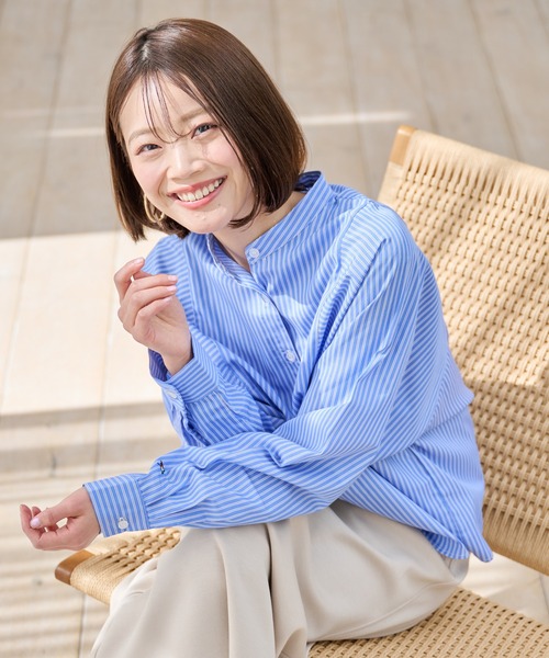 Arnold Palmer（アーノルドパーマー）の「EVERY DAY イージーケア ストライプ シャツブラウス（シャツ/ブラウス・レディース・サックスブルー/ベージュ/ブルー・L/S/M）」の15枚目の写真