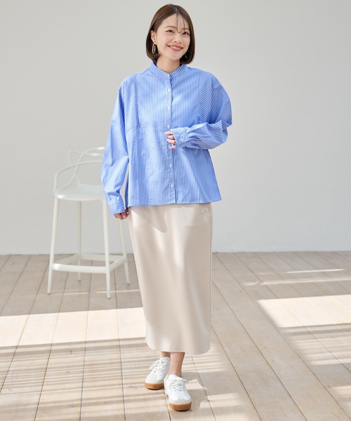 Arnold Palmer（アーノルドパーマー）の「EVERY DAY イージーケア ストライプ シャツブラウス（シャツ/ブラウス・レディース・サックスブルー/ベージュ/ブルー・L/S/M）」の16枚目の写真