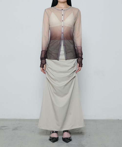 セール】Front gather tuck tight skirt / フロントギャザー