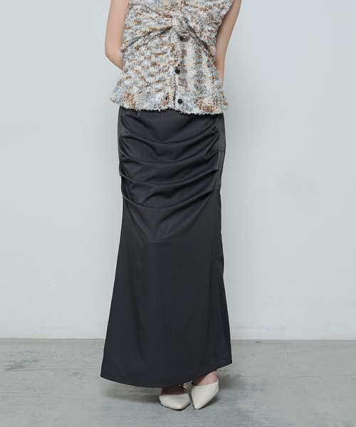 セール】Front gather tuck tight skirt / フロントギャザー