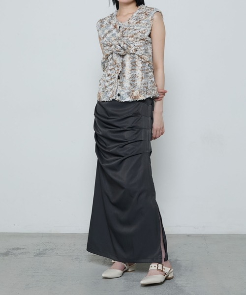 セール】Front gather tuck tight skirt / フロントギャザー
