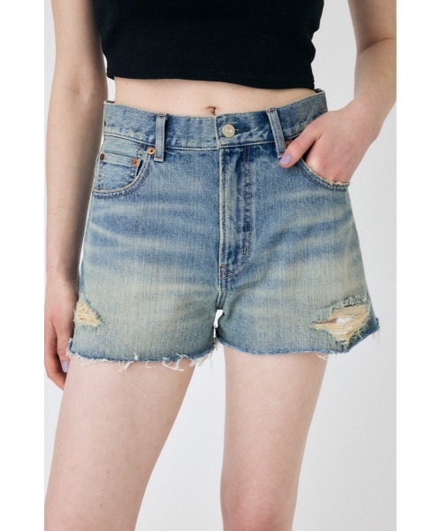 MOUSSY(マウジー)の「CUT OFF DAMAGE ショートパンツ(デニムパンツ・レディース・ブルー/ライトブルー・1/2/0)」の16枚目の写真