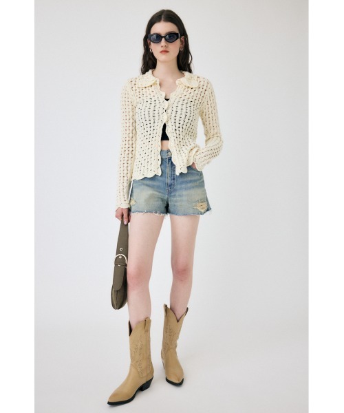 MOUSSY(マウジー)の「CUT OFF DAMAGE ショートパンツ(デニムパンツ・レディース・ブルー/ライトブルー・1/2/0)」の17枚目の写真