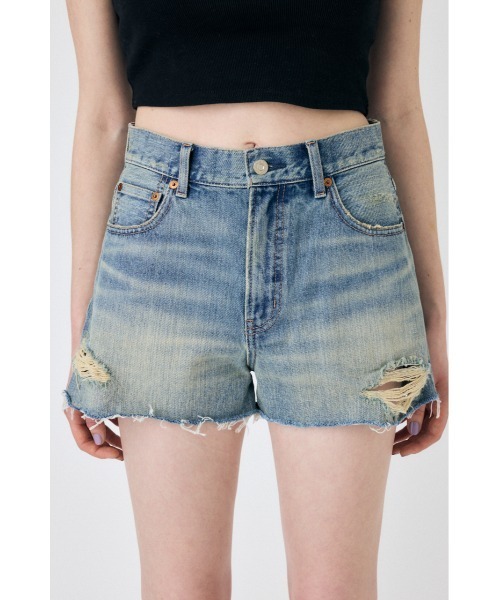 MOUSSY(マウジー)の「CUT OFF DAMAGE ショートパンツ(デニムパンツ・レディース・ブルー/ライトブルー・1/2/0)」の9枚目の写真