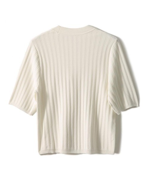 maison de LATIR(メゾンドラティール)の「夏服を上品に遊び心のあるスターボタン半袖サマーニットカーデ(カーディガン/ボレロ・レディース・ブラック/ホワイト・ONESIZE)」の11枚目の写真