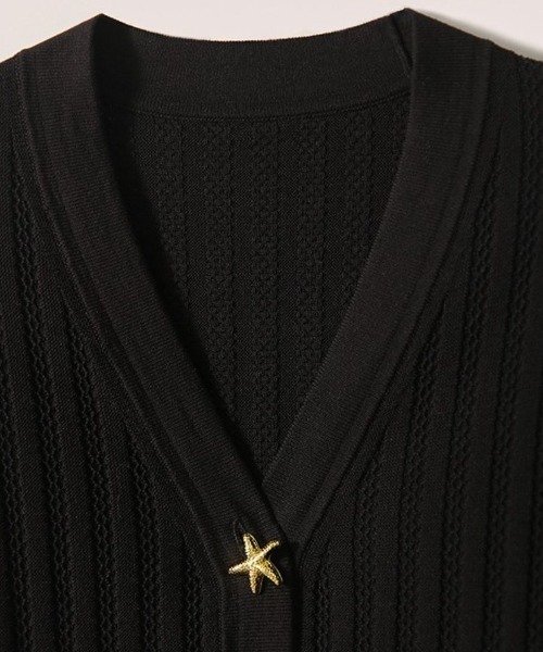 maison de LATIR(メゾンドラティール)の「夏服を上品に遊び心のあるスターボタン半袖サマーニットカーデ(カーディガン/ボレロ・レディース・ブラック/ホワイト・ONESIZE)」の18枚目の写真