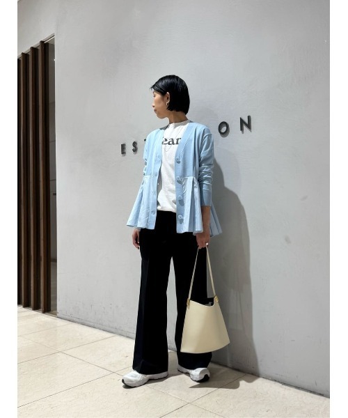 【新品定価2.8万】ESTNATION　エストネーション 春夏ウールパンツ L セール】ESTNATION / ウールシルク モヘア タックパンツ