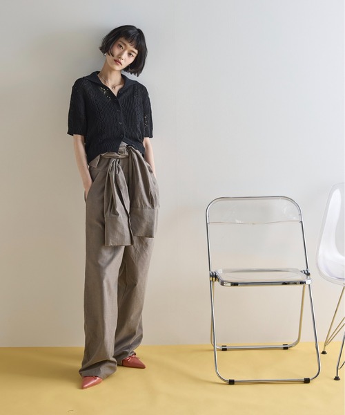 THE YOn（ザヨン）の「針抜きジャガードサマーニットポロカーデ（カーディガン/ボレロ・レディース・レッド/アイボリー/ブラック/オリーブ・FREE）」の20枚目の写真