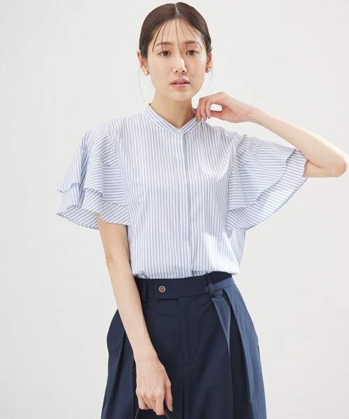 組曲（クミキョク）の「コットンレーヨンシャーティング ブラウス（シャツ/ブラウス・レディース・アイボリー系/ネイビー系/ベージュ系1/ブルー系1・2/3）」の4枚目の写真