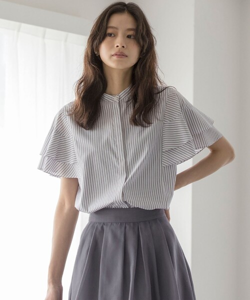 組曲（クミキョク）の「コットンレーヨンシャーティング ブラウス（シャツ/ブラウス・レディース・アイボリー系/ネイビー系/ベージュ系1/ブルー系1・2/3）」の5枚目の写真