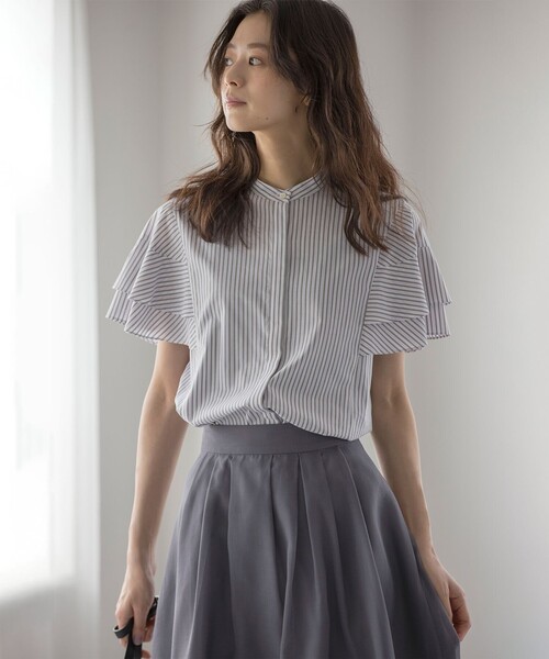 組曲（クミキョク）の「コットンレーヨンシャーティング ブラウス（シャツ/ブラウス・レディース・アイボリー系/ネイビー系/ベージュ系1/ブルー系1・2/3）」の6枚目の写真