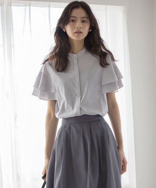 組曲（クミキョク）の「コットンレーヨンシャーティング ブラウス（シャツ/ブラウス・レディース・アイボリー系/ネイビー系/ベージュ系1/ブルー系1・2/3）」の7枚目の写真