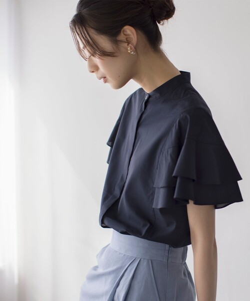 組曲（クミキョク）の「コットンレーヨンシャーティング ブラウス（シャツ/ブラウス・レディース・アイボリー系/ネイビー系/ベージュ系1/ブルー系1・2/3）」の19枚目の写真
