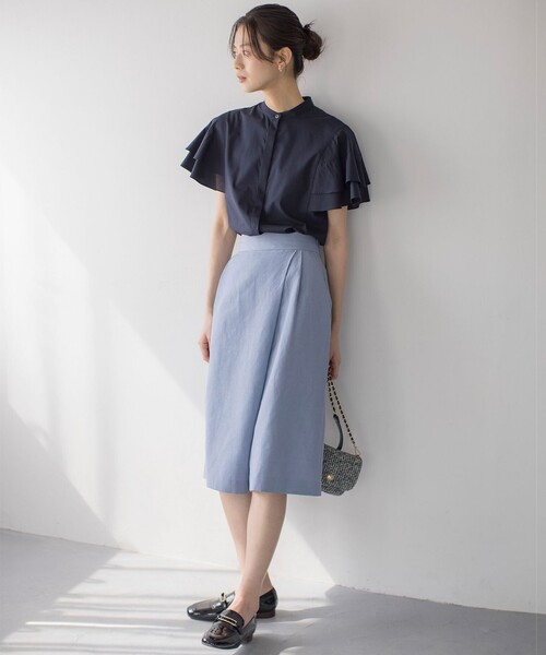 組曲（クミキョク）の「コットンレーヨンシャーティング ブラウス（シャツ/ブラウス・レディース・アイボリー系/ネイビー系/ベージュ系1/ブルー系1・2/3）」の21枚目の写真