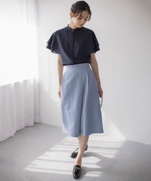 組曲（クミキョク）の「コットンレーヨンシャーティング ブラウス（シャツ/ブラウス・レディース・アイボリー系/ネイビー系/ベージュ系1/ブルー系1・2/3）」の22枚目の写真