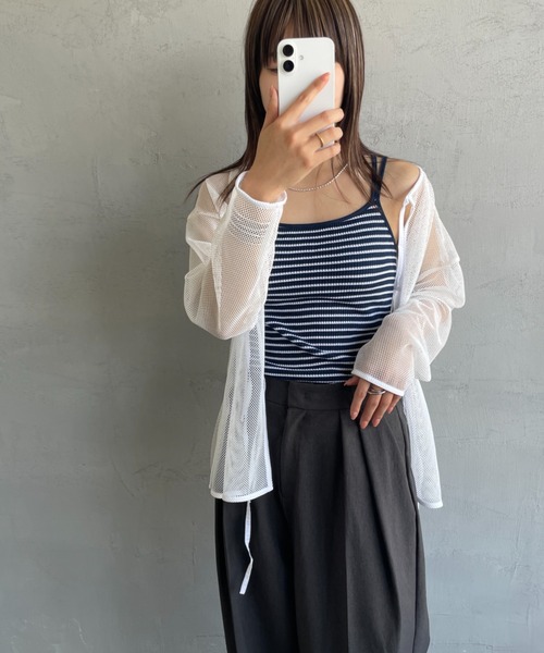 JEMORGAN（ジェーイーモーガン）の「[JEMORGAN/ジェーイーモーガン] TCワッフルボーダー キャミソール（カップ付き）（キャミソール・レディース・ナチュラル/ネイビー・F）」の17枚目の写真