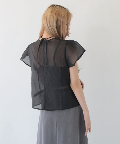CLEIO(クレイオ)の「【CLEIO】テープ刺繍ネックリボン半袖ブラウス TAPE EMBROIDERY NECK RIBBON BLOUSE/940-13610(シャツ/ブラウス・レディース・ブラック/アイボリー・FREE)」の9枚目の写真