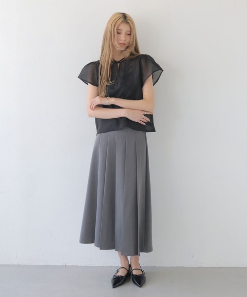 CLEIO(クレイオ)の「【CLEIO】テープ刺繍ネックリボン半袖ブラウス TAPE EMBROIDERY NECK RIBBON BLOUSE/940-13610(シャツ/ブラウス・レディース・ブラック/アイボリー・FREE)」の12枚目の写真