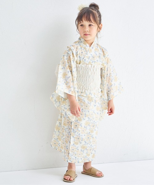 pairmanon（ペアマノン）の「【簡単着付け】【リンクコーデ】2WAYガールズ浴衣（浴衣・キッズ・アイボリー/ブラック系その他2/パープル/イエロー/ピンク/ライトイエロー/ブルー/ブラック系その他・100/90/110/150/120/130/140）」の7枚目の写真