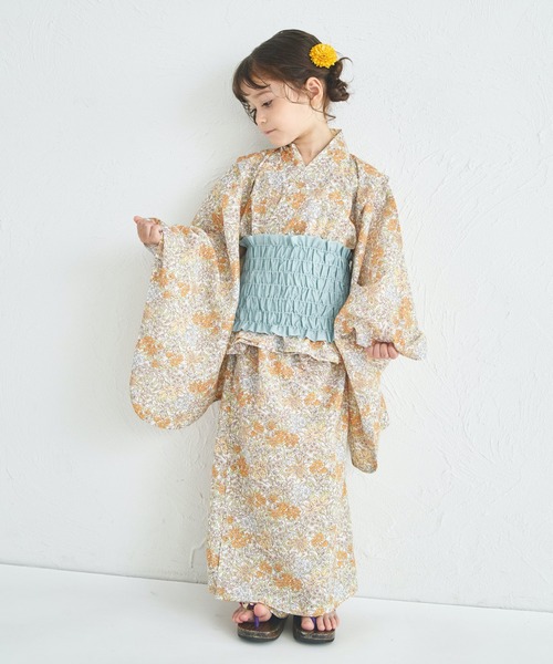 pairmanon（ペアマノン）の「【簡単着付け】【リンクコーデ】2WAYガールズ浴衣（浴衣・キッズ・アイボリー/ブラック系その他2/パープル/イエロー/ピンク/ライトイエロー/ブルー/ブラック系その他・100/90/110/150/120/130/140）」の6枚目の写真