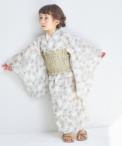 pairmanon（ペアマノン）の「【簡単着付け】【リンクコーデ】2WAYガールズ浴衣（浴衣・キッズ・アイボリー/ブラック系その他2/パープル/イエロー/ピンク/ライトイエロー/ブルー/ブラック系その他・100/90/110/150/120/130/140）」の16枚目の写真